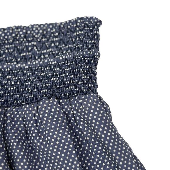 LOGG H&M Navy Polka Dot Paisley Cotton Smocked Skirt Boho Festival Airy Light 6 - Picture 3 of 12